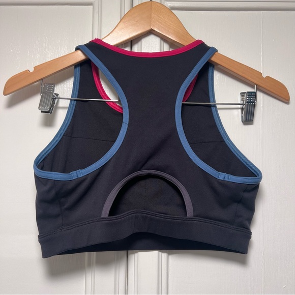 Peloton Black Sports Bra with Pink and Blue Accents Size Medium - Picture 3 of 3